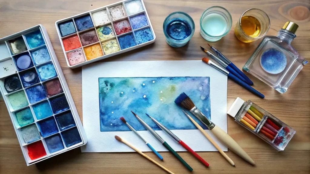 어르신들 모여요! 쉽고 재미난 실내 그림 그리기, 지금 시작해볼까요? 1 수채화 물감, 붓, 팔레트 등 그림 그리기 준비물 세트