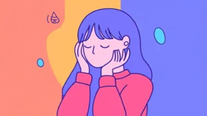 갱년기로 힘들어하는 여성을 표현